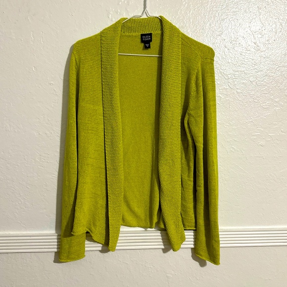 Eileen Fisher Cardigan (M) Green Open Knit Coastal Comfy Travel Casual Comfy - Picture 2 of 10